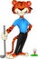 Cartoon tiger playing golf