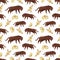 Cartoon tiger and skulls seamless pattern background