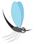 A cartoon tiny laughing mosquito vector or color illustration