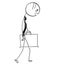 Cartoon of Tired and Overworked Business Man Walking.