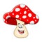 Cartoon toadstool character isolated on white background