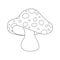 Cartoon toadstool outline isolated on white background