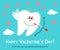 Cartoon tooth Cupid with bow and arrow. Valentine`s Day! Greeting card from dentistry