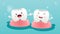 Cartoon tooth happy with braces together on a blue background Orthodontic