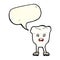 cartoon tooth looking afraid with speech bubble