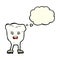 cartoon tooth looking afraid with thought bubble