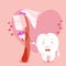 Cartoon tooth marry with brush