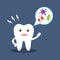 Cartoon tooth tells about oral hygiene. Microbes in the speech bubble. Diseases of the teeth, caries. Flat vector