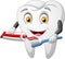 Cartoon tooth, toothbrush and toothpaste