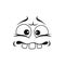 Cartoon toothed face, vector disgruntled emoji