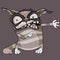 Cartoon toothy angry tabby cat paws sideways