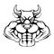 Cartoon of a tough muscular bull icon