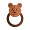 Cartoon toy baby biting teether bear object for small children to play, flat style icon