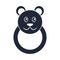 Cartoon toy baby biting teether bear object for small children to play, silhouette style icon