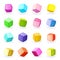 Cartoon toy squares 3d modeling blocks isometric isolated set vector illustration