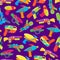 Cartoon Toy Water Guns Background Pattern. Vector