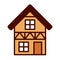 Cartoon Traditional European House Emoji Icon Isolated