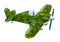 Cartoon traditional military plane with propeller flying and smiling