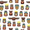 Cartoon Traditional Religious Totem Background Pattern. Vector