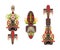 Cartoon Traditional Religious Totem Color Icons Set. Vector