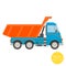 Cartoon transport. Dump truck illustration. View from side.