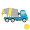 Cartoon transport. Mixer truck illustration. View from side.