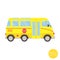 Cartoon transport. School bus illustration. View from side.