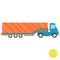 Cartoon transport. Semi-trailer truck illustration. View from side.