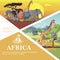 Cartoon Travel To Africa Colorful Template
