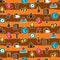 Cartoon travelling and camping seamless pattern