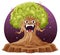 Cartoon Tree with Angry Face Vector