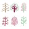 Cartoon trees in flat style isolated on white background.