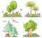 Cartoon Trees with Flowers