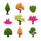 Cartoon Trees, Leaves and Bushes Set Vector