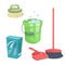 Cartoon trendy cleaning service icons set.