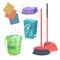 Cartoon trendy cleaning service icons set.