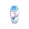 Cartoon trendy design blue container with liquid soap icon. Shower gel.