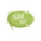 Cartoon trendy design green speech bubble with inside shadow and thank you dummy phrase. Flat style modern icon.