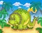 Cartoon triceratops in landscape