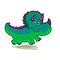 Cartoon triceratops running - green dinosaur