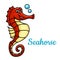 Cartoon tropical marine seahorse fish character