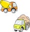 Cartoon truck and cement mixer vector illustration