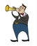 Cartoon trumpeter. Musician playing a trumpet.