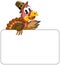 Cartoon turkey blank banner isolated