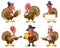 Cartoon turkey mascot set