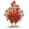 Cartoon turkey. Thanksgiving vector illustration isolated on white background.