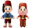 Cartoon Turkish couple wearing traditional costumes