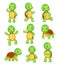 Cartoon turtle. Cute kids turtles, wild animals character set. Tortoise characters vector animal illustration collection