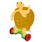 Cartoon turtle riding on the electric scooter.