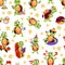Cartoon turtle seamless pattern. Cute animal mascots, funny character, nursery prints, various actions and emotions